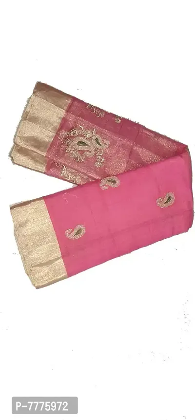 Women's & Girl's Banarasi Synthetic Saree With Blouse Piece (jp-8547114521_Pink & Gold)-thumb2