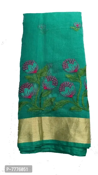 JP designer women's saree with applique floral work and golden border