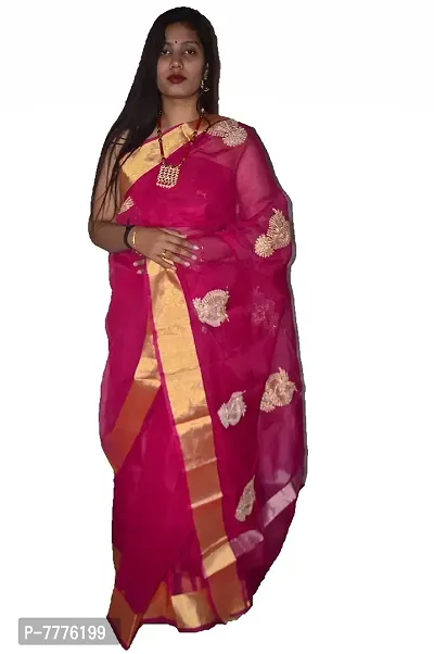Anny Designer Women's & Girl's Cotton Blend Saree With Running Blouse Piece (Maroon)
