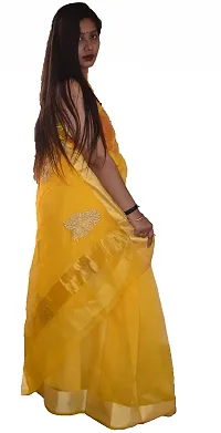 Anny Designer Women's & Girl's Cotton Blend Saree With Running Blouse Piece (Yellow)-thumb2