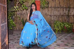 Women's & Girl's Kota Doria Cotton Saree with Blouse Piece (262146621_Blue)-thumb4