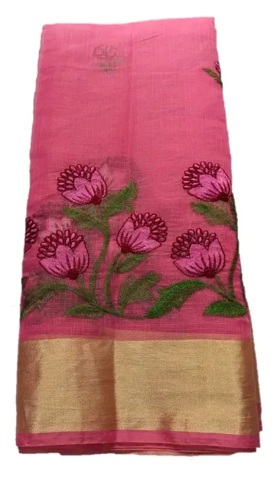 JP designer women's saree with applique floral work and border