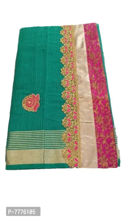 Anny Designer women's Saree with gota patti work/girl's sari with blouse piece (free size)(Pine Green)