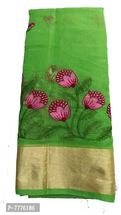 JP designer women's saree with applique floral work and golden border