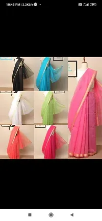 Anny Designer women's kota doria plain cotton saree/girl's sari with blouse piece (free size)(Black)-thumb1
