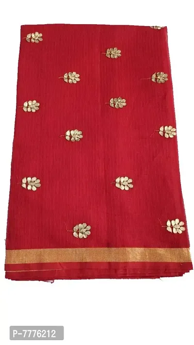 JP women's kota doria saree with applique work ( Maroon)