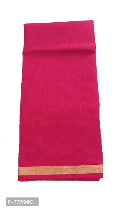 Anny Designer women's kota doria plain cotton saree/girl's sari with blouse piece (free size)(Bright Pink)
