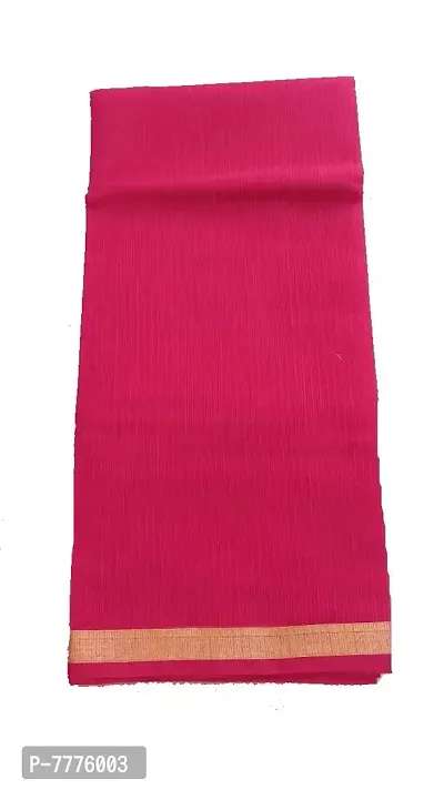 Anny Designer women's kota doria plain cotton saree/girl's sari with blouse piece (free size)(Bright Pink)-thumb0