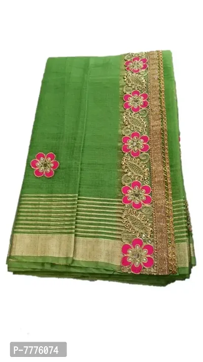 Anny Designer Women's Banarasi Synthetic Kota Doria Saree with Gota Patti work with Blouse Piece (Android Green)