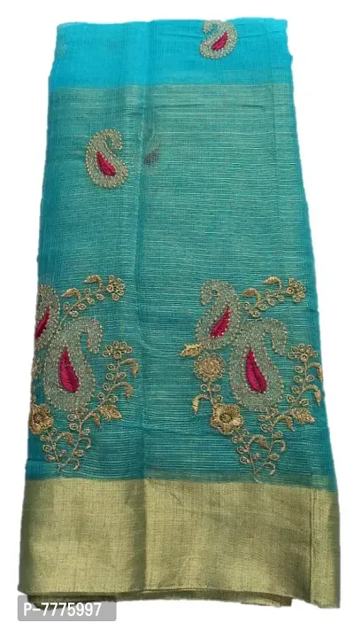 Women's Banarasi Synthetic Saree With Un-stitched Blouse (jp-8547114521_Blue & Golden)