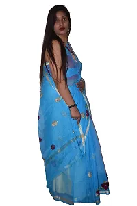 Women's & Girl's Kota Doria Cotton Saree with Blouse Piece (262146621_Blue)-thumb2