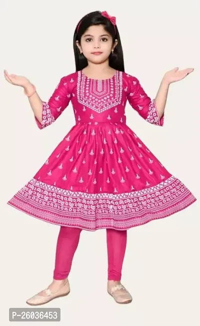 Stylish Cotton Pink Frock For Girl-thumb0