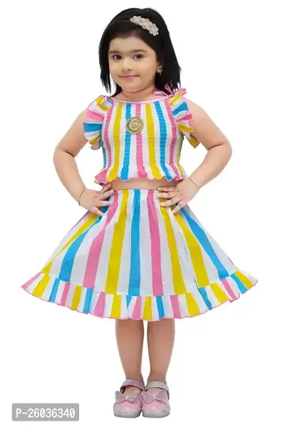 Stylish Cotton Multicoloured Frock For Girl-thumb0