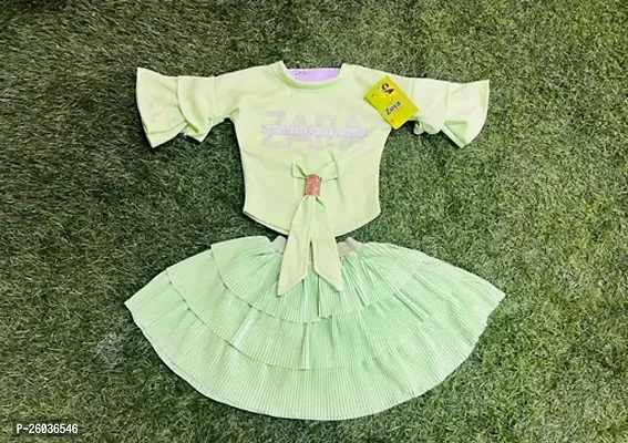 Stylish Cotton Green Frock For Girl-thumb0