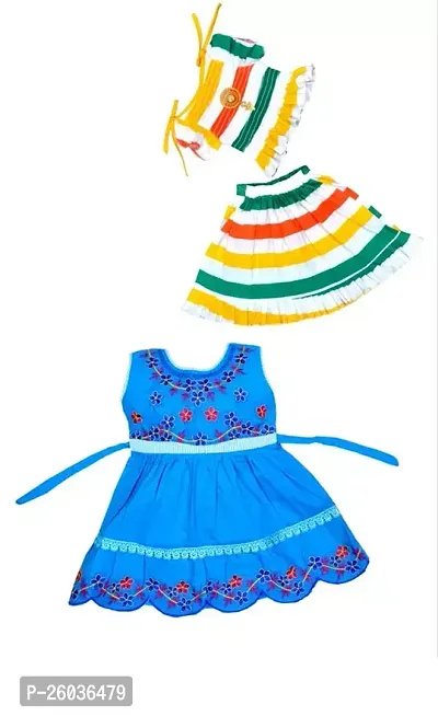 Stylish Cotton Multicoloured Frock For Girl Pack Of 2
