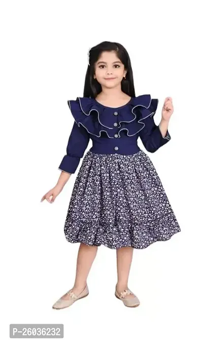 Stylish Cotton Blue Frock For Girl-thumb0