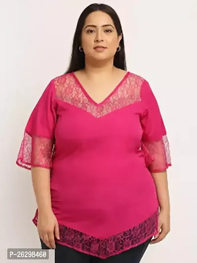 Women's Solid V-Neck Pink Tops  Tunics-thumb0