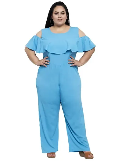 Stylish Solid Shirt 3/4 Sleeve Jumpsuit For Women