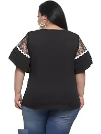 Women's Solid Round Neck Black Tops  Tunics-thumb1