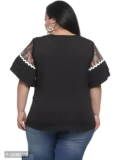 Women's Solid Round Neck Black Tops  Tunics-thumb2