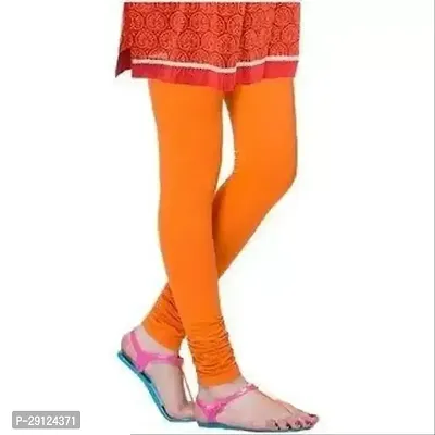 Fabulous Orange Cotton Solid Leggings For Women-thumb0