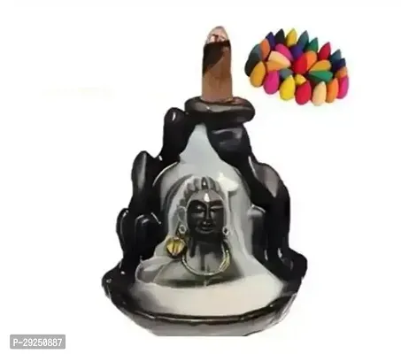 Lord Shiva Adiyogi Shiva Backflow Smoke Fountain Incense Holder Burner with 51 Units of Backflow Incense Cones