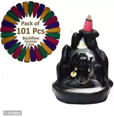 Lord Shiva Adiyogi Shiva Backflow Smoke Fountain Incense Holder Burner with 101 Units of Backflow Incense Cones-thumb0