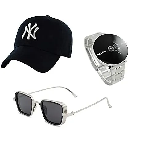 SELLORIA Boy's Combo Pack of Analogue Stainless Watch with Sunglass (Black)