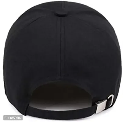 SELLORIA Black Cotton Adjustable Unisex Cap Quick Drying Sun Hat for Summers Outdoor Activites Sports Baseball Black Hat for Men Pack of 1 Cap-thumb4