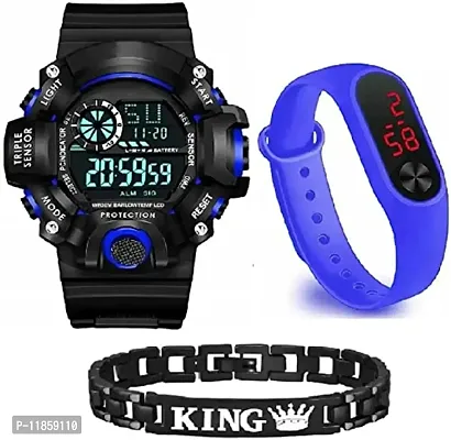 SELLORIA Digital dial Black Digital Kids with King Bracelet for Boys with Black sunglas Combo of [7-45 Years] Boys-thumb0