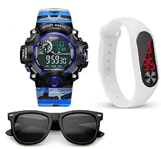 SELLORIA A- Digital Sports led m2 Functional Dial Watch for Mens Boys with Sunglasses