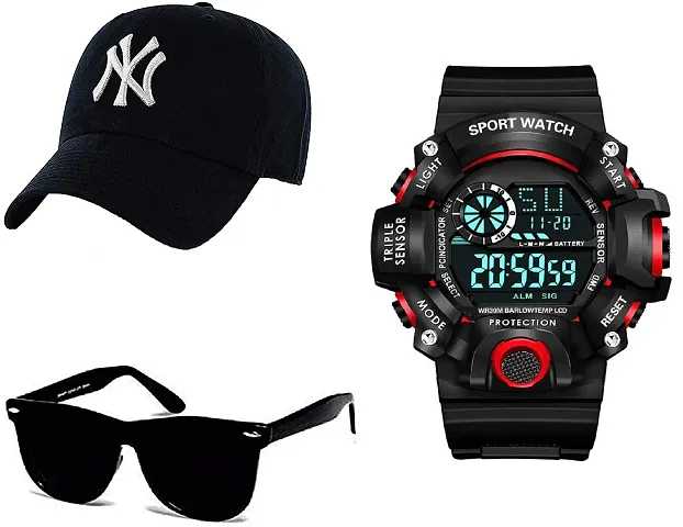 SELLORIA Dial Digital Watch with Sunglass with Baseball Cap