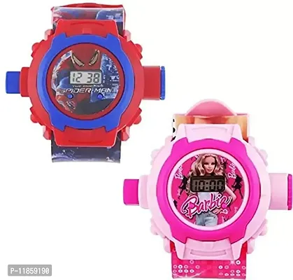 SELLORIA Digital 24 Images Projector Pink and Blue Dial Boy's and Girl's Watch Combo-thumb0