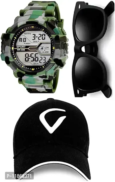 SELLORIA Men's Shockproof Waterproof Digital Military Watch with Cap (Multicolour)