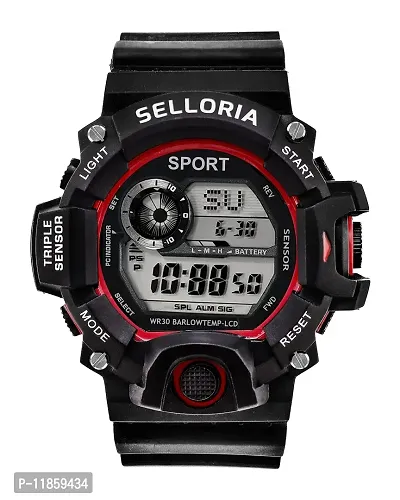 SELLORIA Black Dial Digital Watch with Black Sunglass with Baseball Cap Black-thumb2