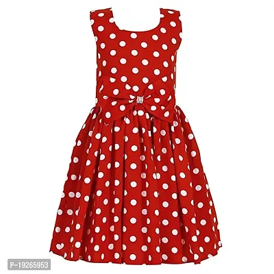 Modern Fashion Girl's Polka Dot Casual Wear Frock, Girl's Dress (Set of 1, Printed). Red-thumb0