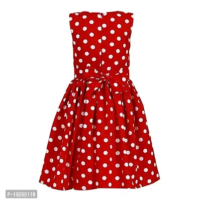 Modern Fashion Girl's Polka Dot Casual Wear Frock, Girl's Dress (Set of 1, Printed). Red-thumb2