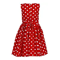 Modern Fashion Girl's Polka Dot Casual Wear Frock, Girl's Dress (Set of 1, Printed). Red-thumb1