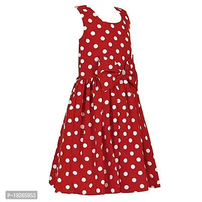 Modern Fashion Girl's Polka Dot Casual Wear Frock, Girl's Dress (Set of 1, Printed). Red-thumb3