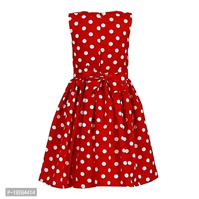 Modern Fashion Girl's Polka Dot Casual Wear Frock, Girl's Dress (Set of 1, Printed). Red-thumb2