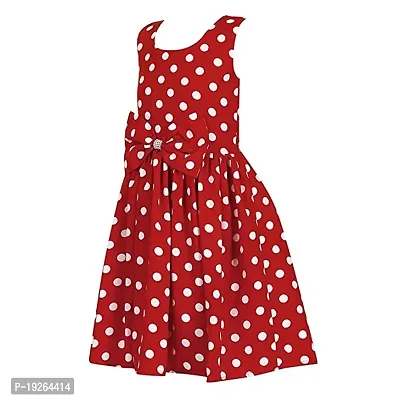 Modern Fashion Girl's Polka Dot Casual Wear Frock, Girl's Dress (Set of 1, Printed). Red-thumb4