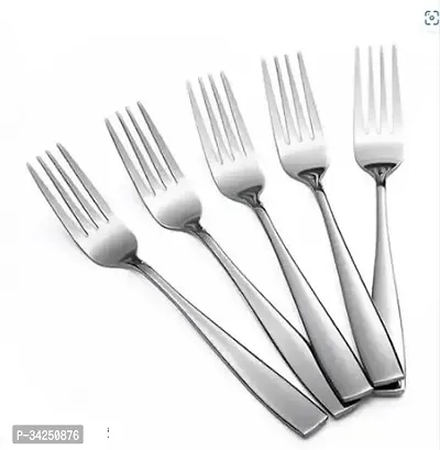 Steel Stainless Fork Designer Cutlery Set for Dining Table Stylish Kitchen  Pack 5-thumb0