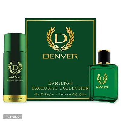 DENVER Hamilton Gift Set - Perfume (60ML) + Deodorant (165ML) | Long Lasting Perfume Scent for Men-thumb0