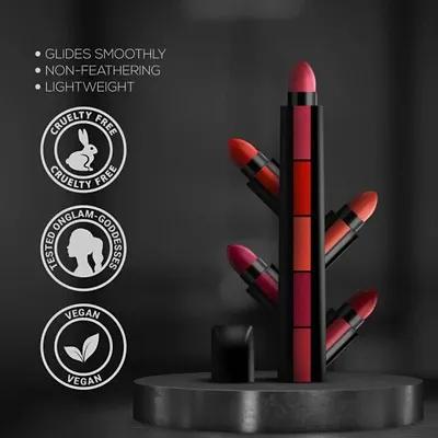 -in-1 Lipstick 7.5gm, Long Lasting Matte Finish | Five Shades In One | Intense Color Payoff | Lip Color with Moisturizing Benefits-thumb0
