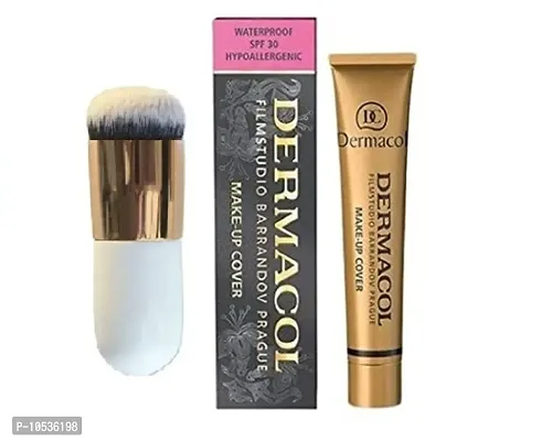 DC Dermacol Cream High Covering Waterproof Foundation  -30 g with gattu brush