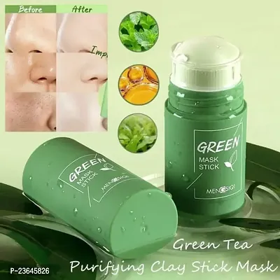 Green Mask Stick, Green Tea Purifying Clay Stick mask, Detoxing  Toning Face Mask Stick, Facial Oil Control, Deep Cleansing Pores Improving Skin, Suitable for All Skin Types 40 gm