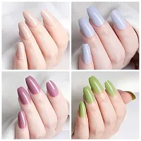 Reusable Artificial Nails, Set of Natural 100Pcs Fake Nails (10 Sizes) with False Nails Glue(3gm)-thumb2