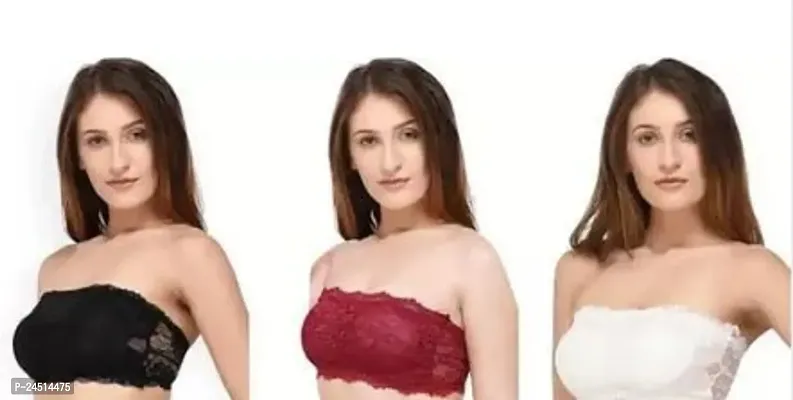 Fancy Cotton Blend Tube Bra Padded Bras For Women Pack Of 3