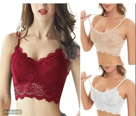 Fancy Net Bralette Lightly Padded Bras For Women Pack Of 3