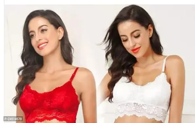 Fancy Net Bralette Lightly Padded Bras For Women Pack Of 2